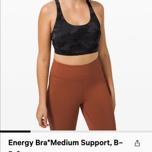 Lululemon energy bra size 6 black camo NWT